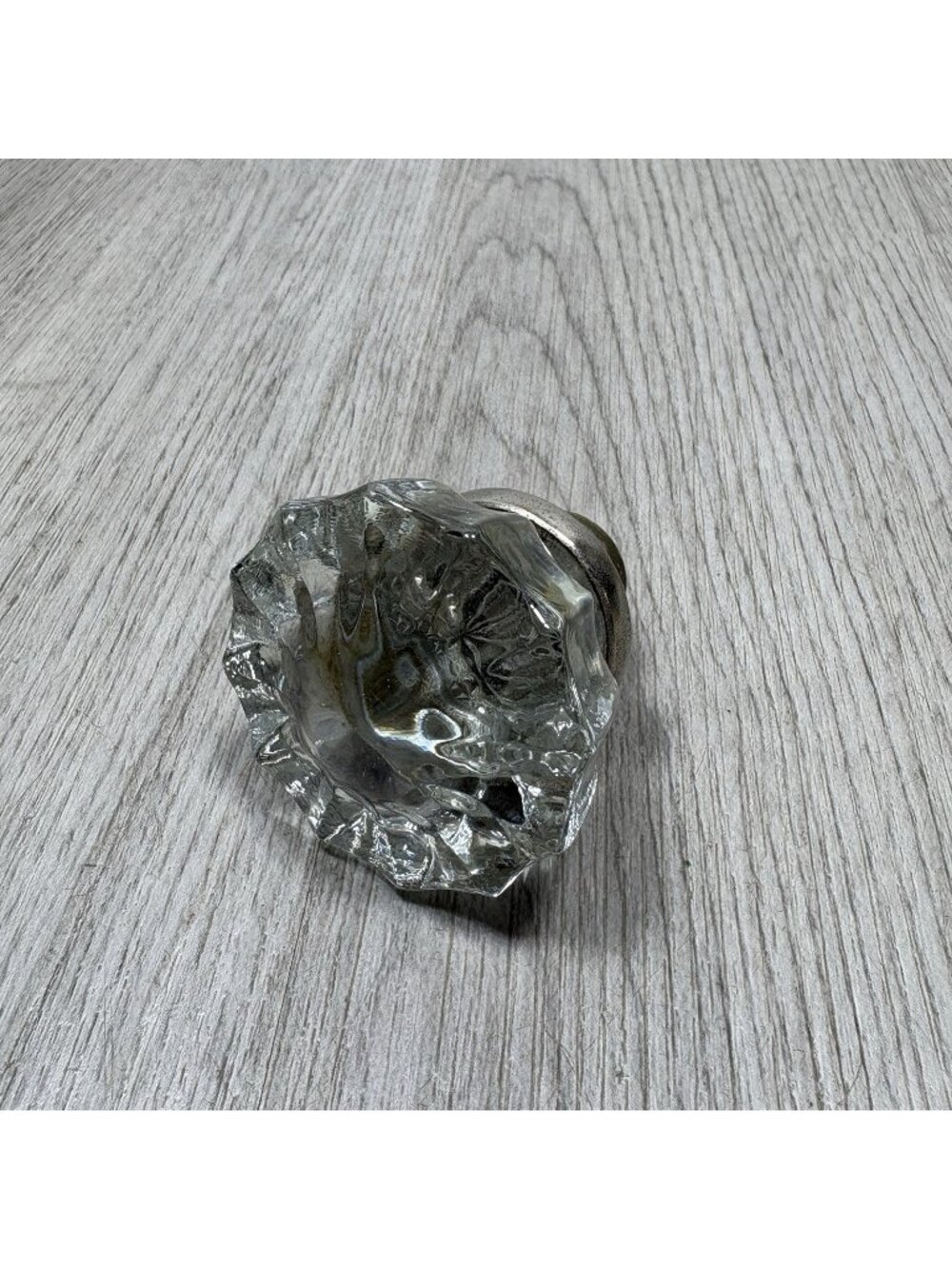 vintage clear glass door knob, 2" DIA. 12 point scalloped round knob
